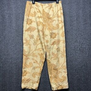 Talbots Petites Size 14 Paisley Print Cotton Blend Casual Pants Trousers‎
